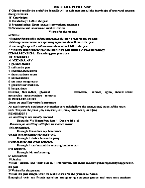Giáo án Phụ đạo Tiếng Anh 9 - Unit 4 Life in the past